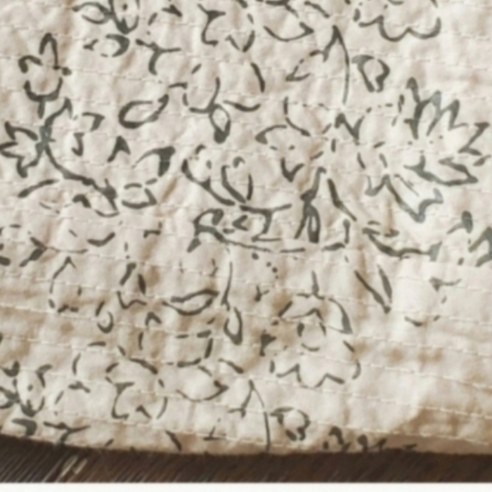 New Coldwater Creek Cotton Tan Eyelet Floral Stripe Brown Cream Coat Large - Picture 4 of 11